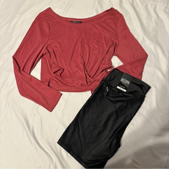 Victoria's Secret Pants - Victoria’s Secret Activewear Set Long sleeve crop shirt and bike shorts